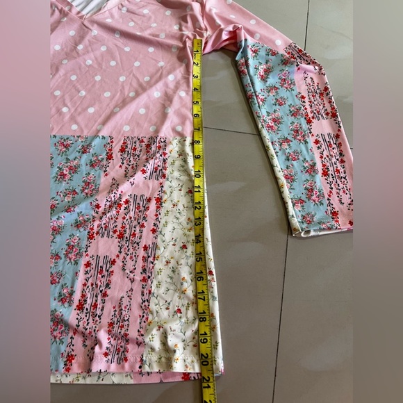 LILY by Firmiana Tunic Top Womens L Large FLORAL PINK Blue POLKA DOT Shirt - Picture 5 of 16